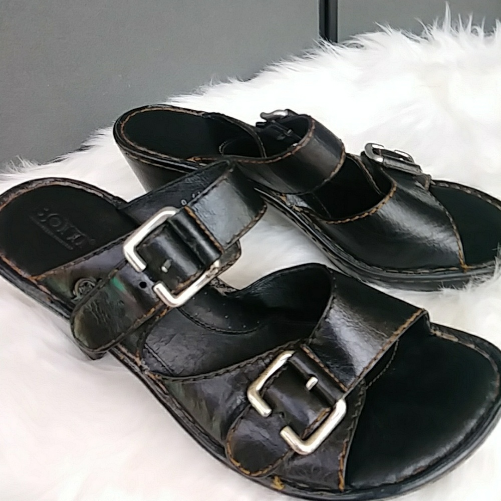 Born women's two strap wedge sandals